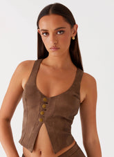 West District Pu Top - Brown